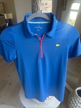 Masters Blue Golf Polo with Pink Quarter Zip